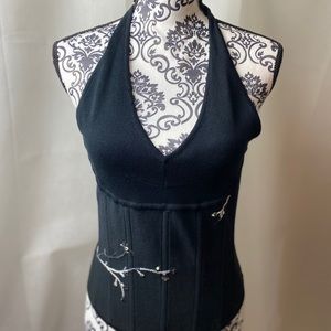 EASEL embroidered corset halter top.